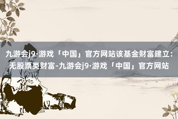 九游会j9·游戏「中国」官方网站该基金财富建立：无股票类财富-九游会j9·游戏「中国」官方网站